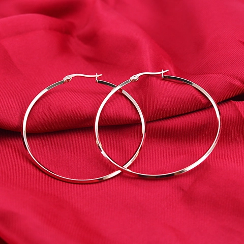 Boucles d'Oreilles Créoles Minimalistes en Acier au Titane pour Femmes Hommes Grandes Boucles d'Oreilles Géométriques Rondes Bijoux en Acier Inoxydable Or Argent Noir