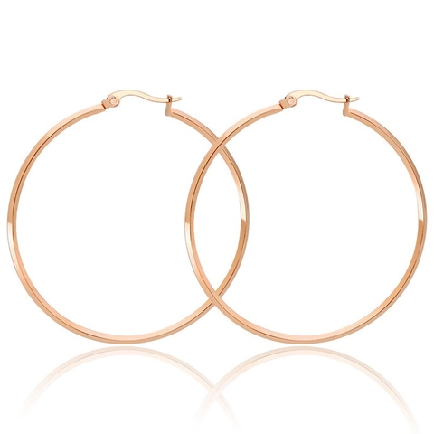 Boucles d'Oreilles Créoles Minimalistes en Acier au Titane pour Femmes Hommes Grandes Boucles d'Oreilles Géométriques Rondes Bijoux en Acier Inoxydable Or Argent Noir