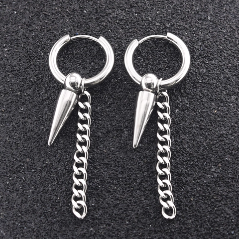 Pendientes de aro punk de acero inoxidable para hombres y mujeres Hip Hop Cruz Cadena Estrella Calavera Escorpión Pendientes colgantes Joyería gótica