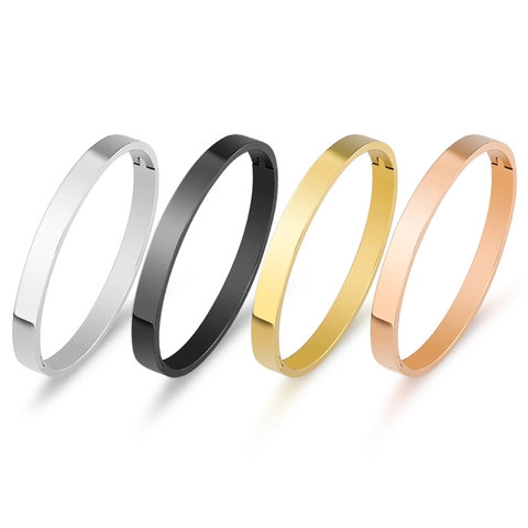 Minimalist Stainless Steel Bangle For Women Men High Polished Plain Hinged Cuff Bracelet Classic Fashion Jewelry Gift