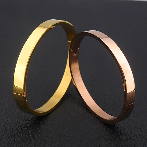 Minimalist Stainless Steel Bangle For Women Men High Polished Plain Hinged Cuff Bracelet Classic Fashion Jewelry Gift