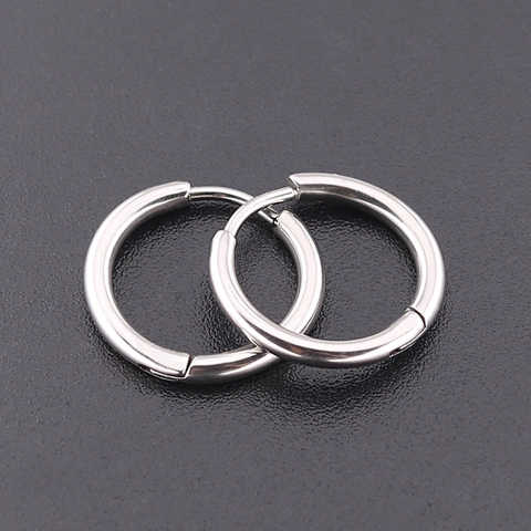 Boucles d'Oreilles Anneaux Minimalistes en Acier Inoxydable pour Hommes Femmes Cercle Géométrique Or Argent Noir Bijoux de Mode
