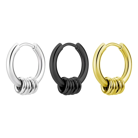 Boucles d'Oreilles Anneaux en Acier au Titane Minimalistes Avec Petits Anneaux Décoratifs Unisexe Hip Hop Tendance Boucle d'Oreille Ronde