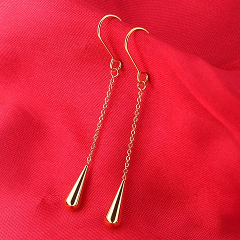 Minimalistische Roestvrijstalen Waterdruppel Hangende Oorbellen Lange Ketting Traan Haak Oorbellen Voor Vrouwen Titaniumstalen Sieraden