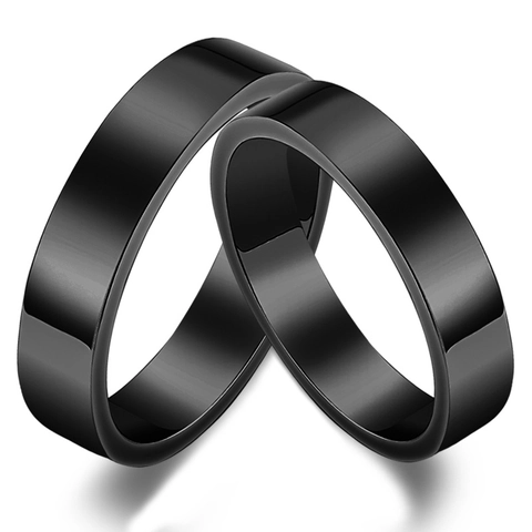 Bague Anneau Simple en Acier Inoxydable Titane Minimaliste Poli Miroir Plaqué Vide Or Noir Or Rose Argent Alliance Homme Femme