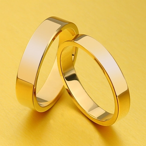 Bague Anneau Simple en Acier Inoxydable Titane Minimaliste Poli Miroir Plaqué Vide Or Noir Or Rose Argent Alliance Homme Femme