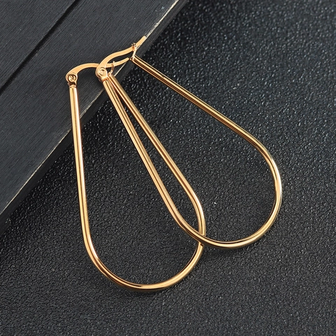 Boucles d'oreilles Créoles en Acier Inoxydable Minimalistes pour Femmes Mode Géométrique Larme Créoles Bijoux de Nuit