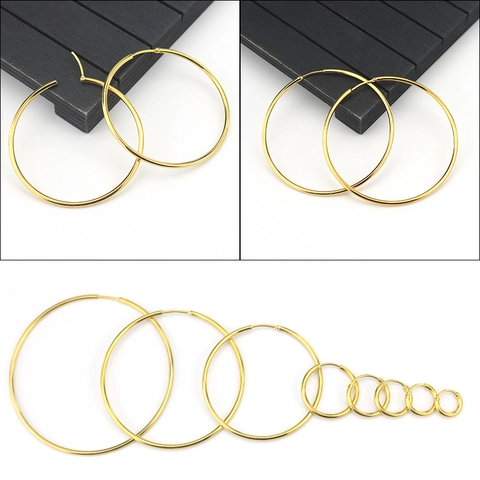 Pendientes de Aro Minimalistas de Acero de Titanio para Hombre Mujer Unisex Varios Tamaños Oro Plata Negro Pendientes Geométricos Redondos Joyería