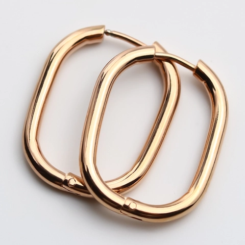 Minimalistisch Edelstahl Hoop Ohrringe Geometrisch Oval Huggie Ohrringe Poliert Gold Silber Unisex Mode Schmuck Zubehör