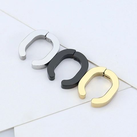 Geometric Titanium Steel Ear Cuffs For Women Men Non Piercing Clip On Earrings Triangle Square U Shape Minimalist Jewelry