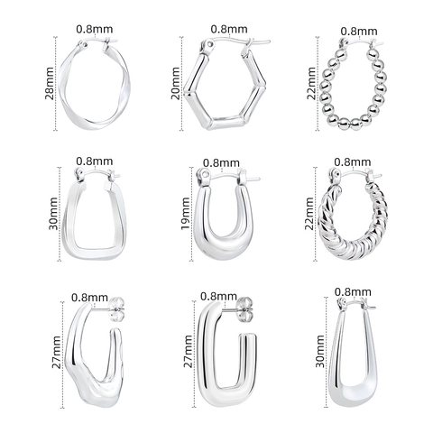 Orecchini a Cerchio Geometrici in Acciaio al Titanio per Donna Oro Argento Minimalista a Forma di U Intrecciata Design in Bambù Gioielli di Moda