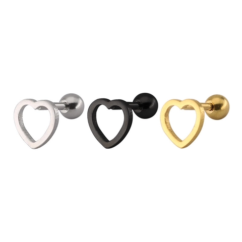 Stainless Steel Geometric Stud Earrings Hexagon Star Heart Triangle Design Screw Back Hypoallergenic Unisex Ear Jewelry