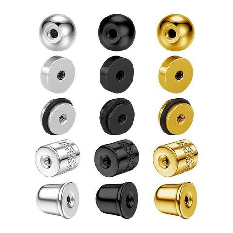 Stainless Steel Internal Thread Earring Backs Ball Disc Cone Replacement Screw-on Earring Stud Accessories For Piercing Jewelry