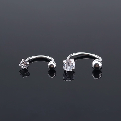 Titanium Alloy Zirconia Horseshoe Barbell C-Shape Nose Ring Ear Cartilage Stud Septum Piercing Body Jewelry For Men Women