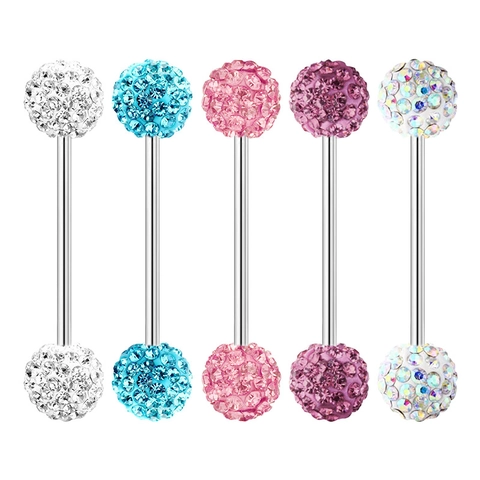 Piercing de Langue Barbell en Acier Inoxydable Incrusté de Strass Bijoux de Corps Style Punk pour Hommes Femmes