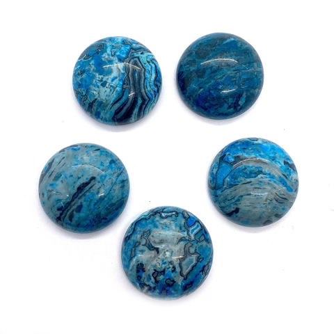 Natural Blue Crazy Lace Agate Round Cabochon Polished No Hole Loose Beads For DIY Jewelry Making Findings Ring Necklace Accessories