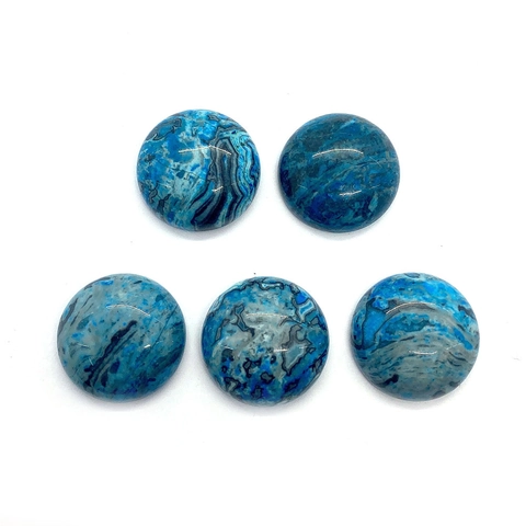 Cabochon en Agate Crazy Bleue Naturelle Pierre Précieuse Ronde Pour Accessoires de Fabrication de Bijoux DIY Bagues Boucles d'Oreilles Incrustation