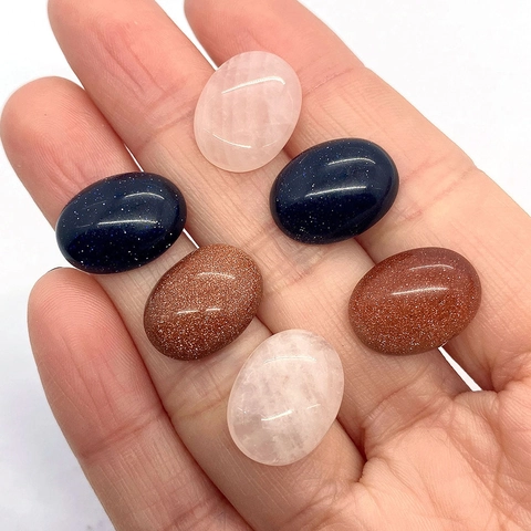 Natural Stone Oval Cabochon Goldstone Blue Sandstone Rose Quartz For DIY Jewelry Making Findings Accessories