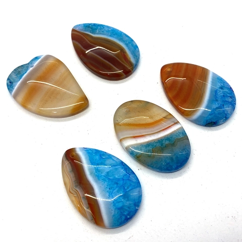 Natural Agate Stone Slices Pendants Set Mixed Colors Striped Water Drop Heart Oval Gemstone DIY Jewelry Making Accessories