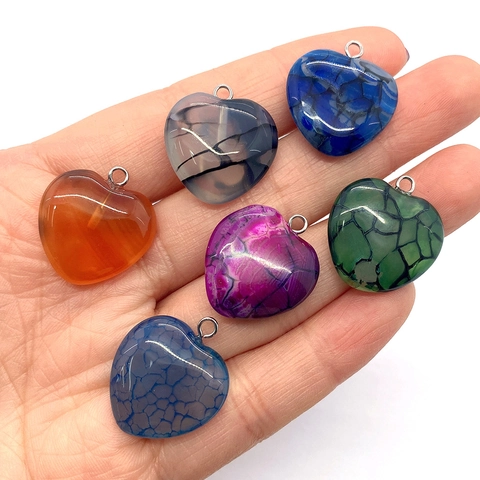 Natural Striped Agate Heart Pendant Heart Shape Stone Connector DIY Jewelry Making Accessory For Necklace Earrings Jewelry