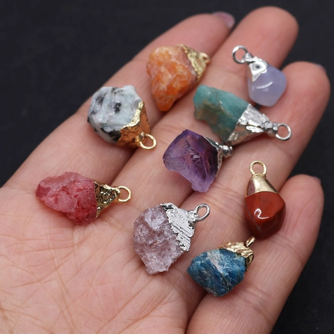 Irregular Natural Stone Pendants Amethyst Turquoise Lapis Lazuli Quartz Connector For Jewelry Making DIY Necklaces Accessories