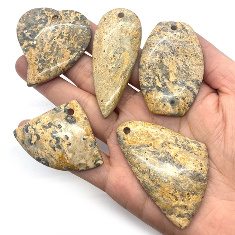 Natural Stone Agate Slices Pendants Heart Fan Water Drop Oval Geometric Charms For DIY Jewelry Making Accessories