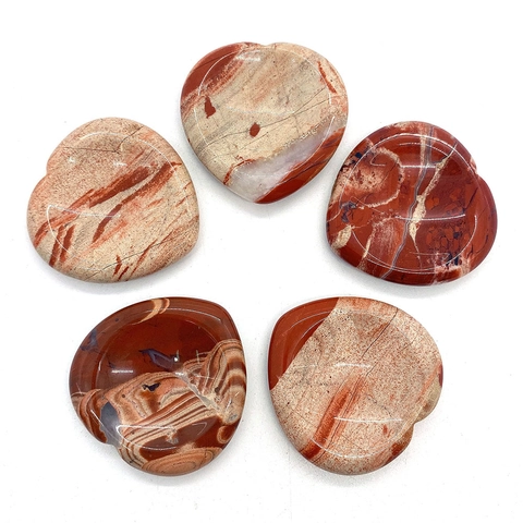 Pierre Naturelle en Forme de Coeur Pierre de Souci Masseur de Pouce Jaspe Rouge Poli Cristal de Guérison Bijoux DIY Maison