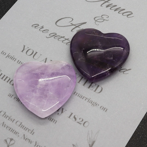 Natural Amethyst Heart Shape Stone Polished Purple Crystal Heart Pocket Stone For DIY Jewelry Making Meditation Healing Decor