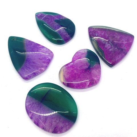 Pendentivi in Fette di Agata Naturale Lucidati a Strisce Pietra Semipreziosa Colore a Contrasto Viola Verde Accessori per Gioielli
