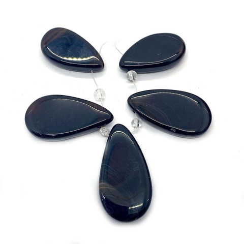 Natürliche Achat Stein Anhänger Schwarz Wassertropfen Form Polierte Charms Für DIY Schmuckherstellung Halskette Zubehör