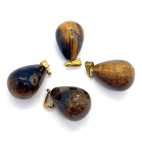 Natuurlijke Tijgeroog Steen Waterdruppel Hanger Met Gouden Legering Sluiting Voor DIY Ketting Sieraden Maken Accessoires
