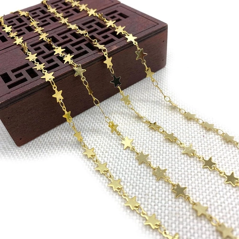 Gold Plated Copper Star Shape Twist Chain DIY Jewelry Making Necklace Bracelet Findings Fashion Decorative Accessory