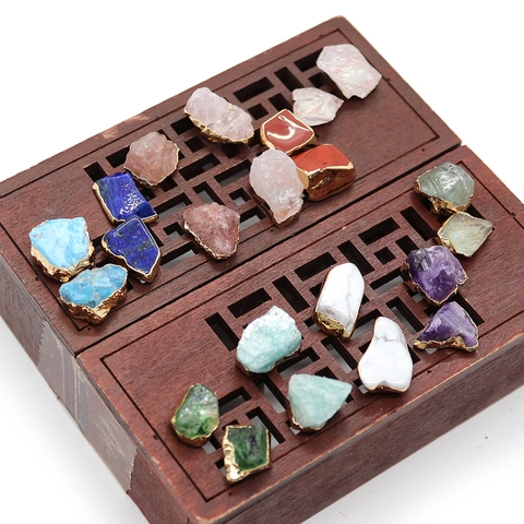 Orecchini a Bottone in Pietra Naturale Forma Irregolare Bordo Placcato Oro Quarzo Rosa Turchese Bianco Ametista Lapislazzuli Amazonite Gioielli Donna