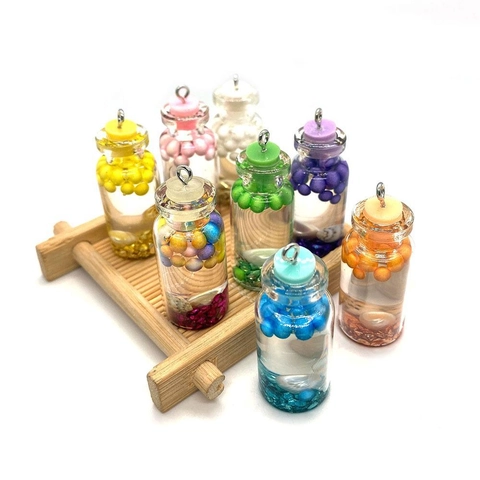 Cylindrical Glass Bottle Pendant Mermaid Bubble Theme DIY Jewelry Making Charm With Shell and Beads Decoration Accessory