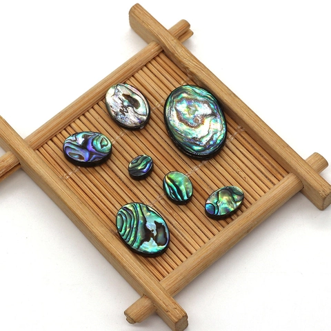 Natural Abalone Shell Oval Loose Beads Iridescent Pattern Cabochon For Jewelry Making DIY Necklace Accessory Handmade Craft