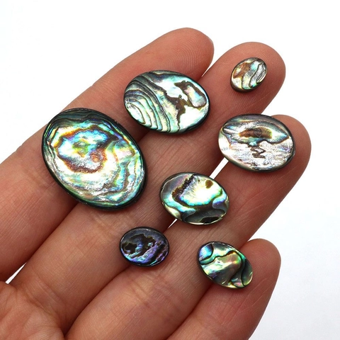 Natural Abalone Shell Oval Loose Beads Iridescent Pattern Cabochon For Jewelry Making DIY Necklace Accessory Handmade Craft