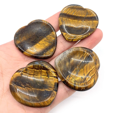 Pietra Occhio di Tigre Naturale a Forma di Cuore Pietra della Preoccupazione per Sollievo dallo Stress Meditazione Massaggio Casa Ufficio Decor