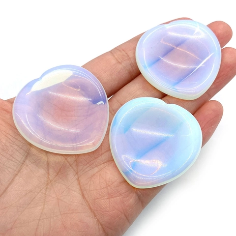 Piedra de la Preocupación de Opalina Natural Forma de Corazón Piedra de Pulgar Pulida para Alivio del Estrés Masaje Meditación