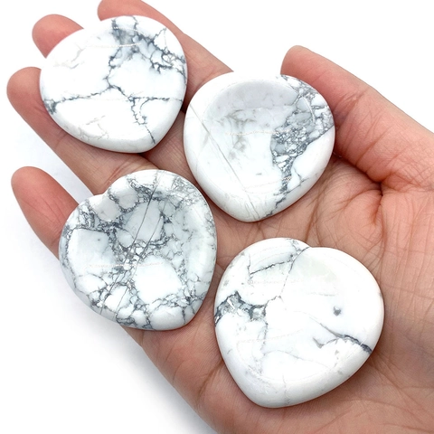 Pietra Naturale Turchese Bianco Cuore Worry Stone Massaggio Pietra Pollice Per Sollievo Stress Guarigione Meditazione Tasca Palmo Decorazione Casa