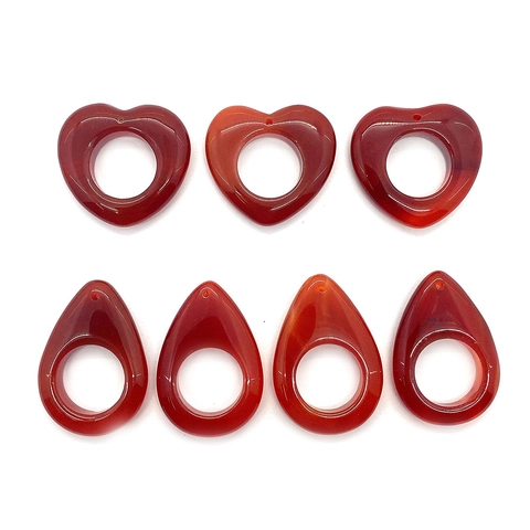Natural Red Agate Heart Water Drop Shape Hollow Pendant For DIY Jewelry Making Necklace Accessories For Women Men