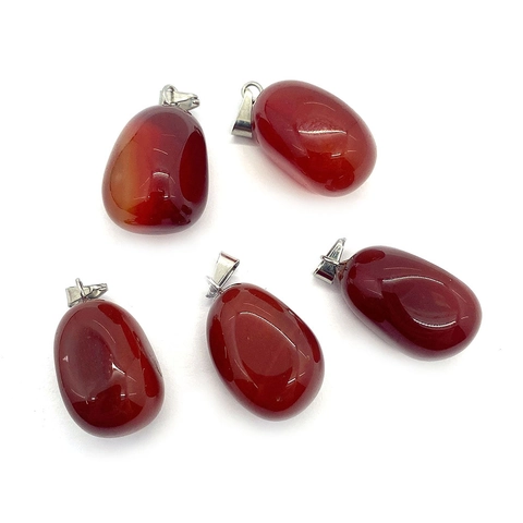Natural Red Agate Pendant Irregular Polished Stone For DIY Necklace Jewelry Making With Silver Tone Metal Clasp Decorative Gift
