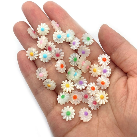 Natural Seawater White MOP Shell Daisy Flower Beads For DIY Bracelet Necklace Jewelry Making Finding Loose Beads