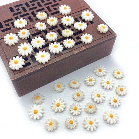 Perline di Conchiglia Naturale a Forma di Margherita Smalto Bianco Floreale Perline Sciolte per Creazione Gioielli DIY Bracciale Collana