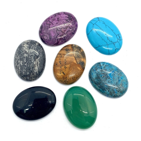 Natural Stone Oval Cabochon Beads Tiger Eye Green Aventurine Turquoise For DIY Jewelry Making Findings Accessory
