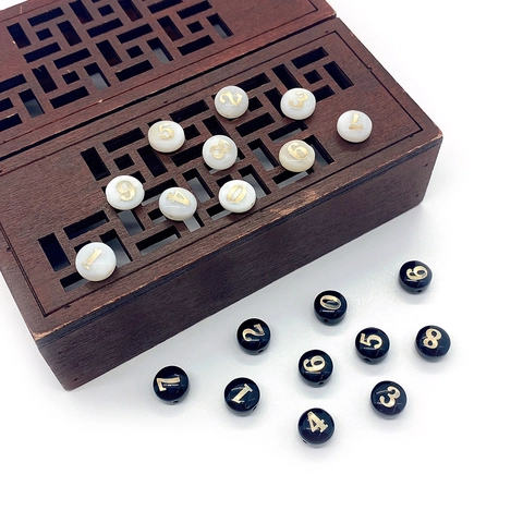 Natural Shell Flat Round Loose Beads With Gold Arabic Number Zero To Nine Mother Of Artificial Pearl DIY Jewelry Making Accessories