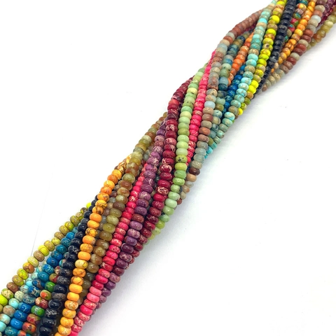 Natural Imperial Jasper Abacus Loose Beads Polished Stone Rondelle Spacer Beads For DIY Jewelry Making Necklace Bracelet Accessory