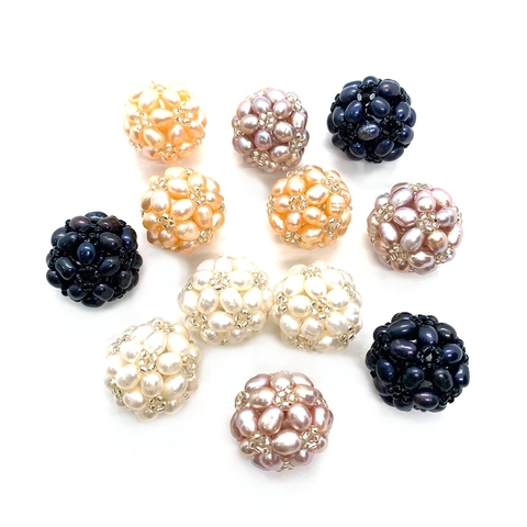 Handgefertigte Natürliche Süßwasserperle Gewebte Kugel 18mm Runde Perle Anhänger Für DIY Schmuckherstellung Hochzeit Party Geschenk