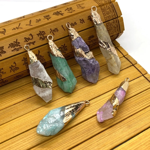 Colgantes de Piedra Natural Cristal Irregular para Fabricación de Joyas DIY Bohemio Vintage Pulido Piedra en Bruto Accesorios de Collar