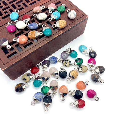 Ovale Natuursteen Hanger Alleen Zonder Ketting Voor Zelf Sieraden Maken Legering Connector Accessoire Vintage Stijl