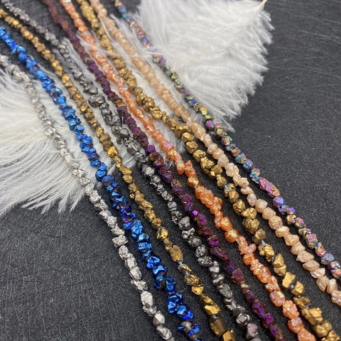 Natural Stone Crushed Loose Beads Irregular Electroplated Chips For DIY Necklace Bracelet Jewelry Making Accessories